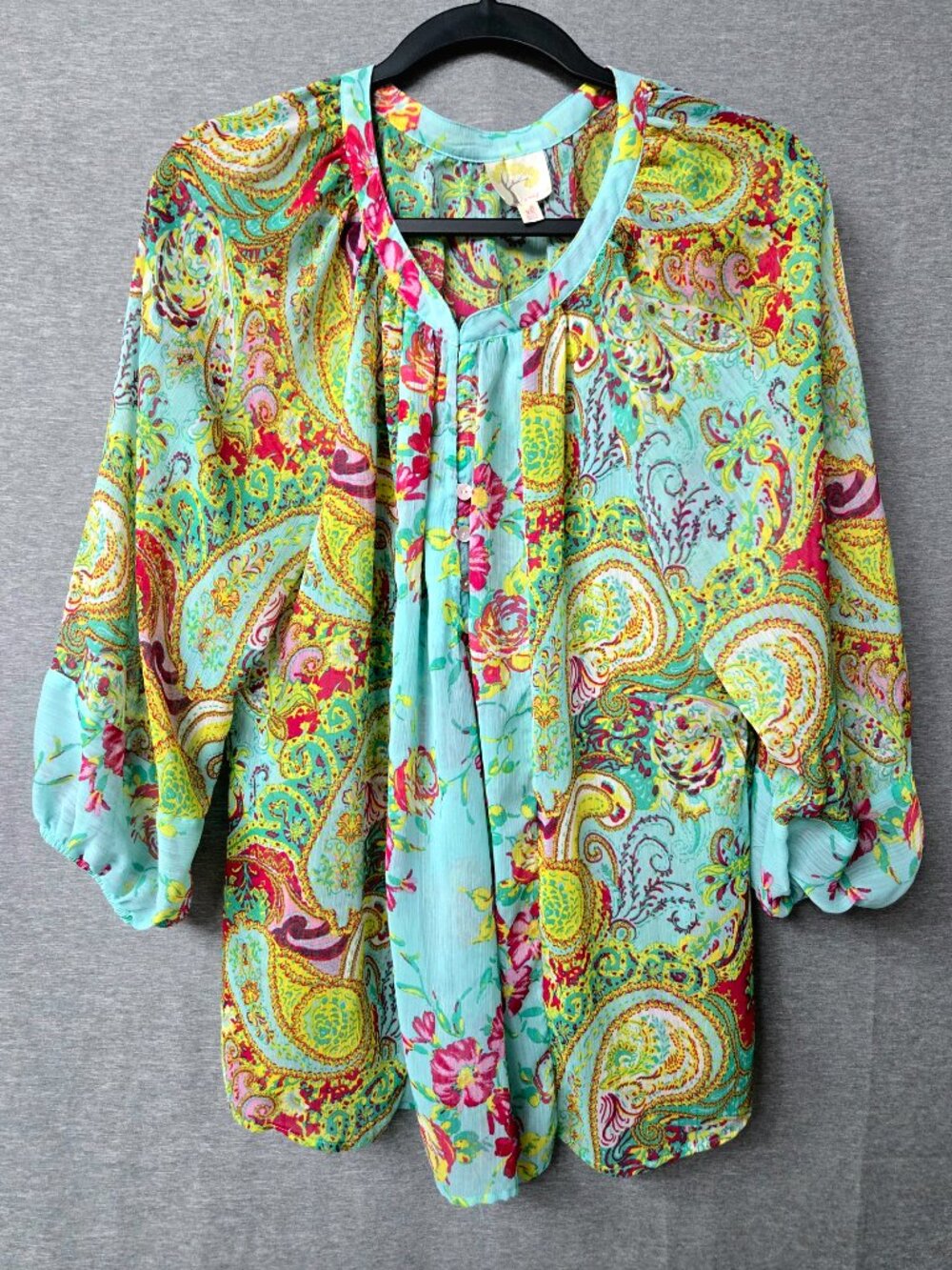 Fig & Flower Blouse Size XL Paisley Floral Boho Peasant Boho Peasant Chic